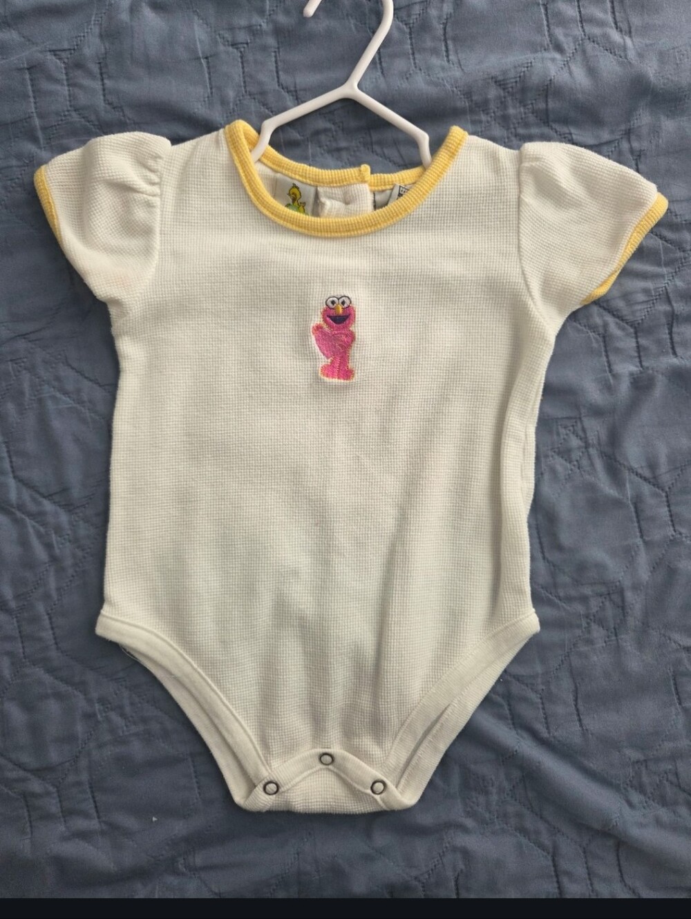 Sesame Street White Bodysuit with Elmo and Yellow Trim